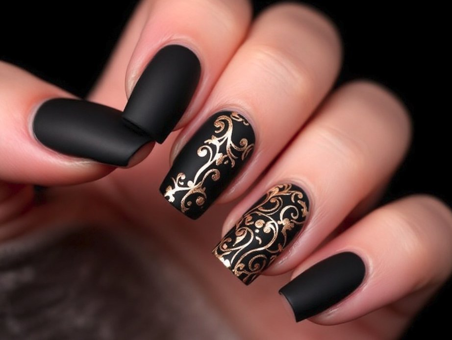 Black Gold Nails
